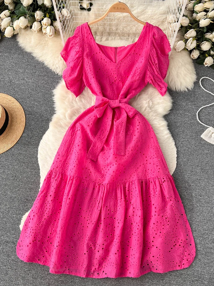 

YuooMuoo, романтическое женское вечернее платье с пышными рукавами, лето 2023, элегантное Бандажное длинное платье с оборками и поясом, платья