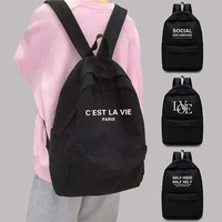 unisex travel backpack text pattern print teen university school bag ladies notebook backpack harajuku sports backpacks