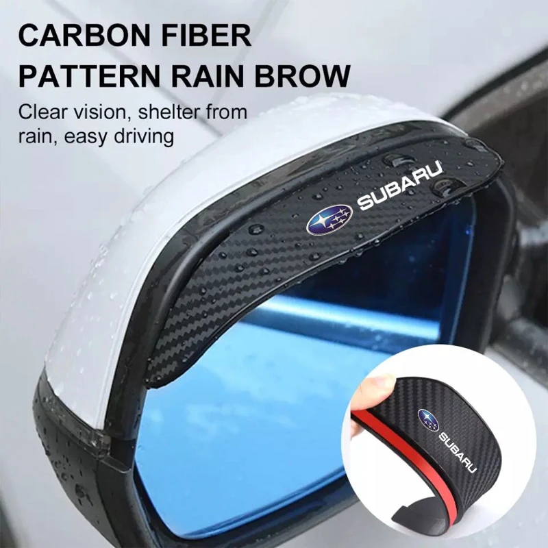 

2Pcs Rear View Mirror Carbon Fiber Black Mirror Rain Visor Smoke Guard For Subaru Legacy Outback Forester Impreza WRX BRZ