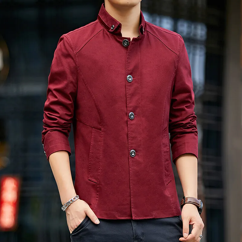 

Men's Casual Wear Pure Cotton Washed Shirt Collar Jacket Men's Quality Middle-aged and Elderly Jacket Solid Color Jacket 2022