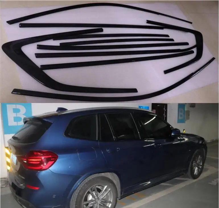 

Full Window Sill Door Frame Center Pillars Molding Trims Cover For BMW X3 IX3 G01 2018 2019 2020 2021 2022 (black silver)