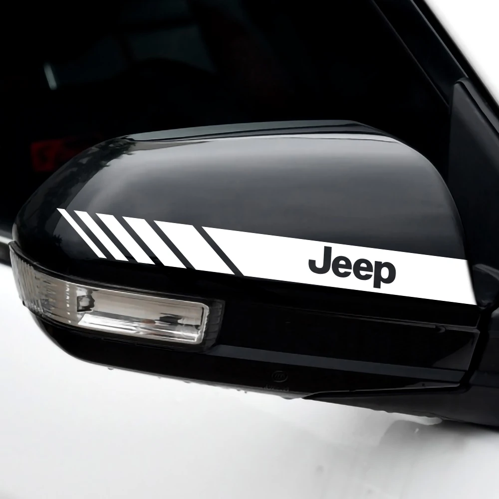 

2 шт., зеркало заднего вида, боковая полоса, наклейка на корпус, сделай сам, наклейка для Jeep Renegade Cherokee JL JK Gladiator Grand Wrangler Compass