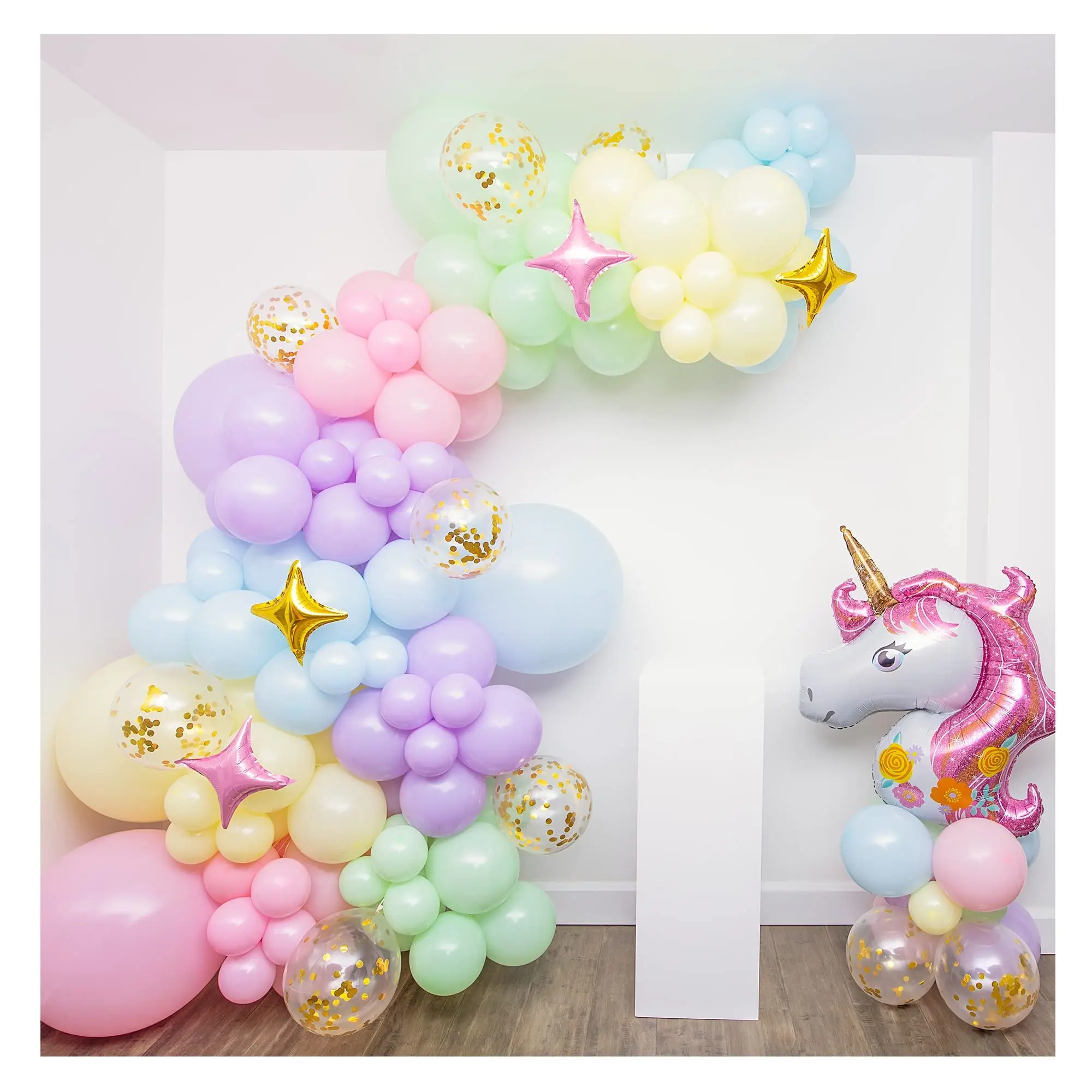 

Rainbow Unicorn Balloons Arch Garland Kit Giant Foil Stars Confetti for Baby Shower Weddings Easter Girls BirthdayParty Supplies