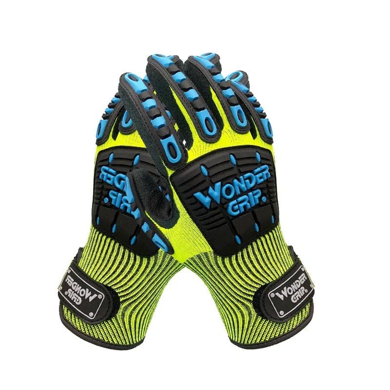 Защитные рабочие перчатки чудо-захват с защитой от ударов и вибрации, с ПВХ костяшками и пальцами, ЭВА и Нитриловое покрытие для ладони, полиэфирная подкладка