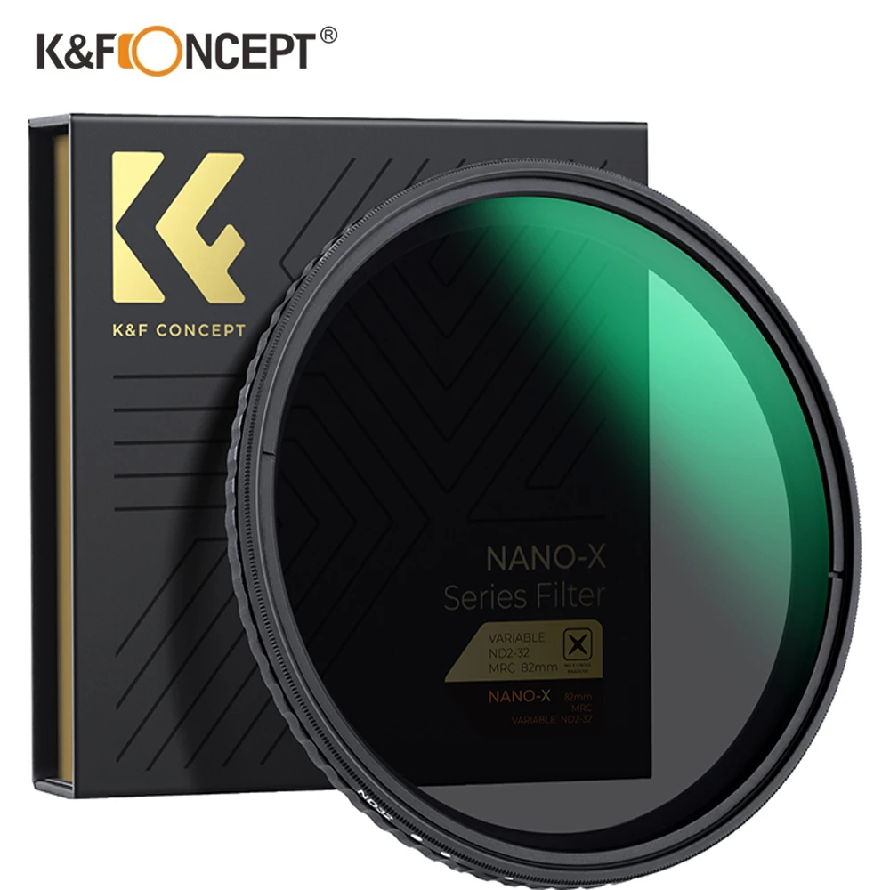 

K&F Concept Variable ND2-ND32 Neutral Density Filter Without Black "X" Cross 37/40.5/43/46/49/52/55/58/62/67/72/77/82/86mm