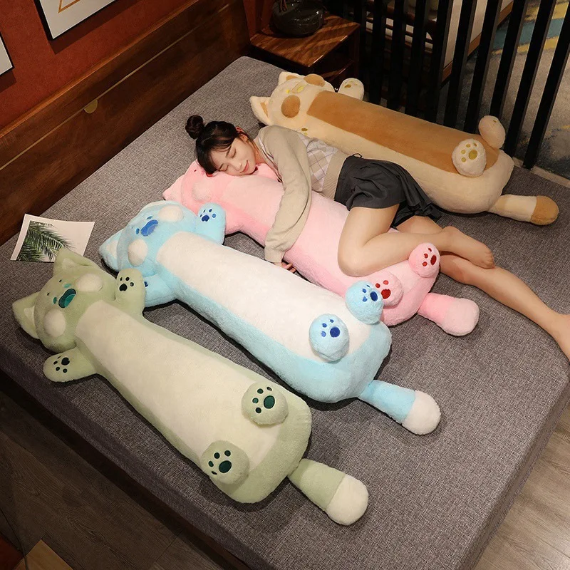 

70/110cm Cartoon Huggable Cat Plush Toy Kawaii Animals Dudu Cat Long Stuffend Soft Pillow Room Decor For Kid Girl Gift