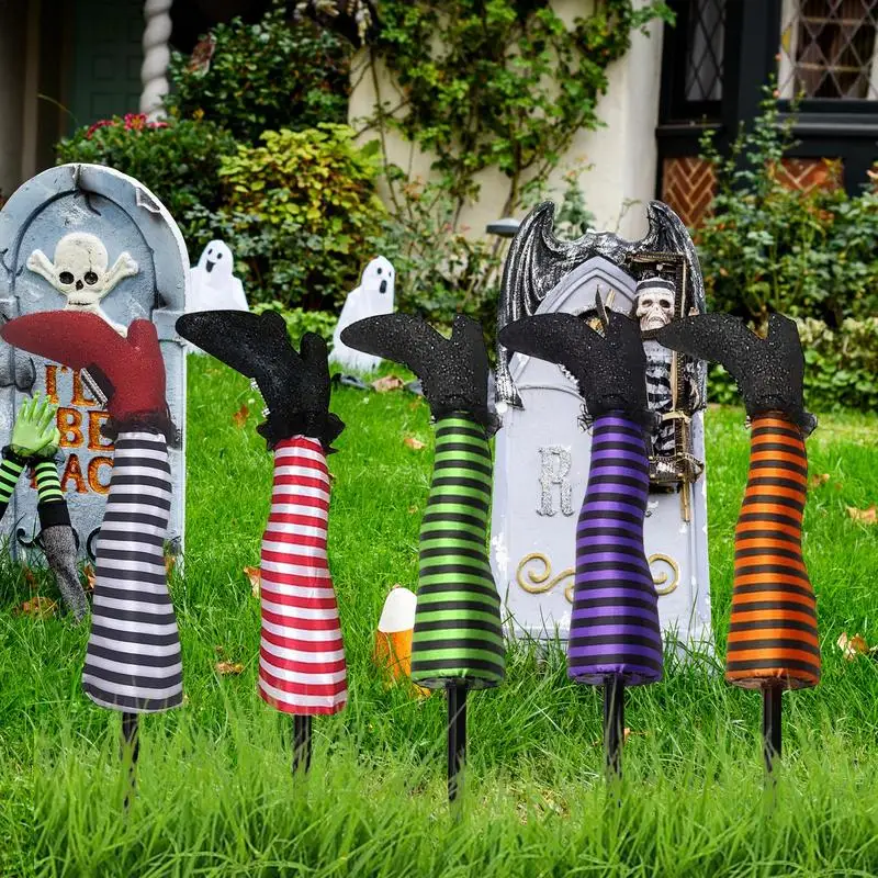 

2pcs Halloween Evil Witch Legs Prosthetic Ornament Outdoor Yard Garden Patio Lawn Stake Halloween Party Decoration Props