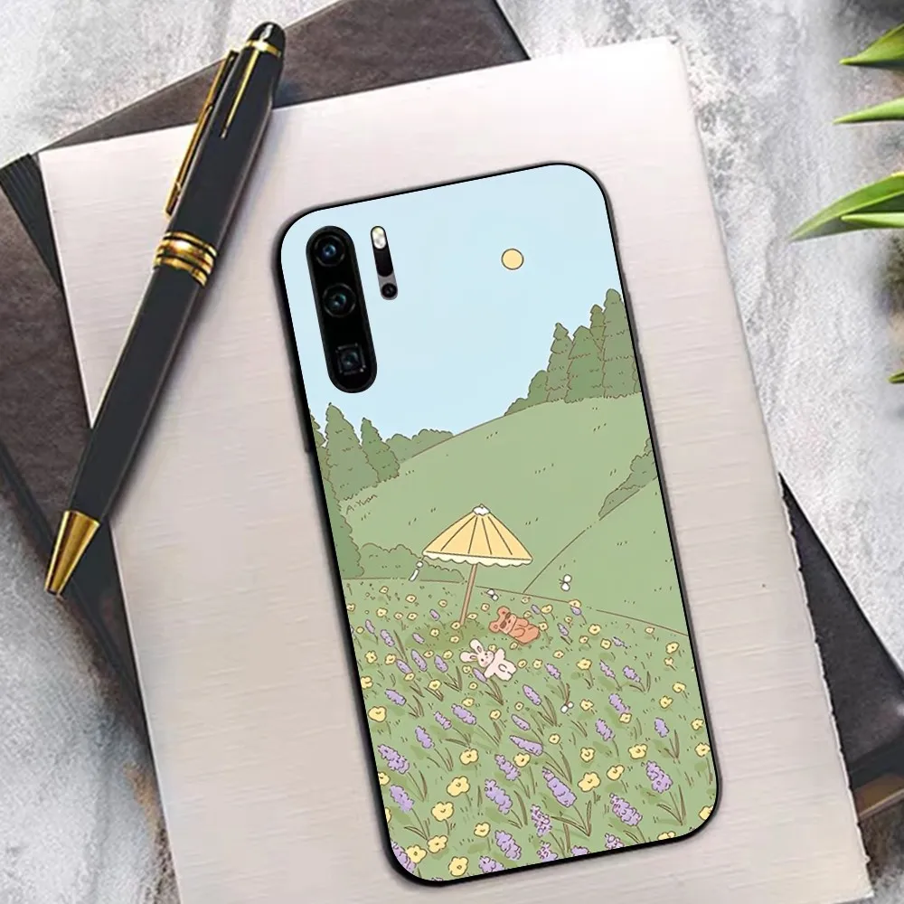 Милый чехол для телефона с зеленым растением Kawaii Huawei P 8 9 10 20 30 40 50 Pro Lite Psmart Honor lite 70