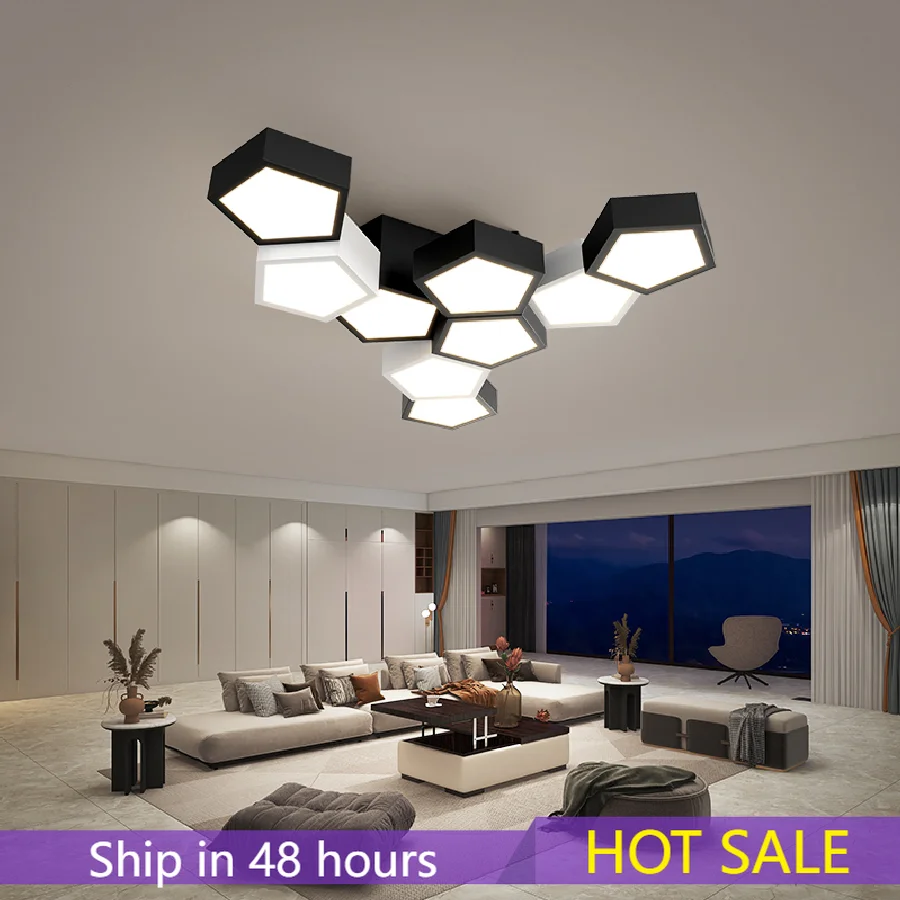 

Creative Geometric Combination Living Room Ceiling Lights Atmosphere Dining Led Teto Lamp Modern Minimalist Bedroom Study Lamps