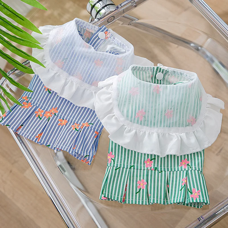 Одежда для собак платья в полоску с цветами одежда супермаленькая милая