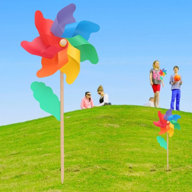 

24cm Wood Garden Yard Party Windmill Wind Spinner Ornament Decoration Kids Toys