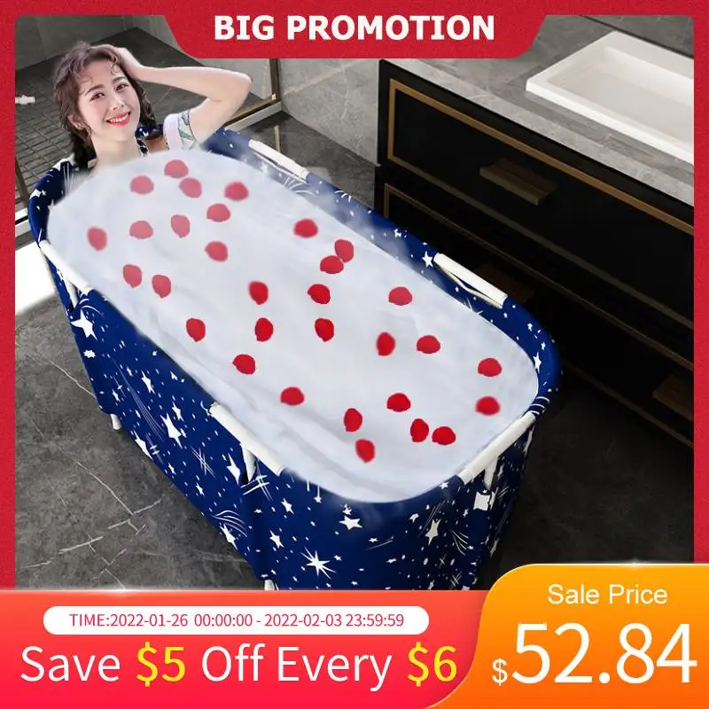 

120CM Portable Folding Bathtub for Adult Children Swimming Pool Large Plastic Bathtub Bath Bucket Insulation Bathin Home Sauna
