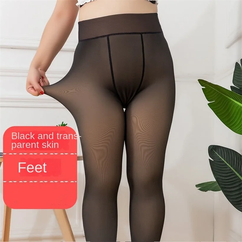 Translucent Wool Pants Socking Winter Fake Pantyhose Women's Thermal Stocking Pants Fleece Lined Tights Super Stretchy Legging