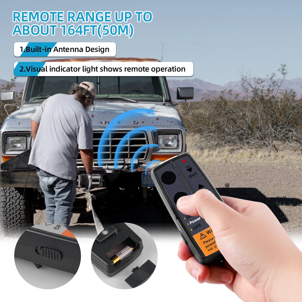 

kebidumei 2.4G 12V 24V 50M Digital Wireless Winches Remote Control Recovery Kit For Jeep SUV 120W 100ft