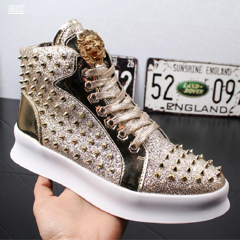 Мужские повседневные ботинки на плоской подошве с блестками