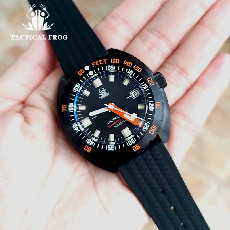 

Tactical Frog PVD SUB 300T Diver Men Watches NH35 Automatic Mechanical Sapphire Crystal 200m Waterproof PVD Black Men Watch