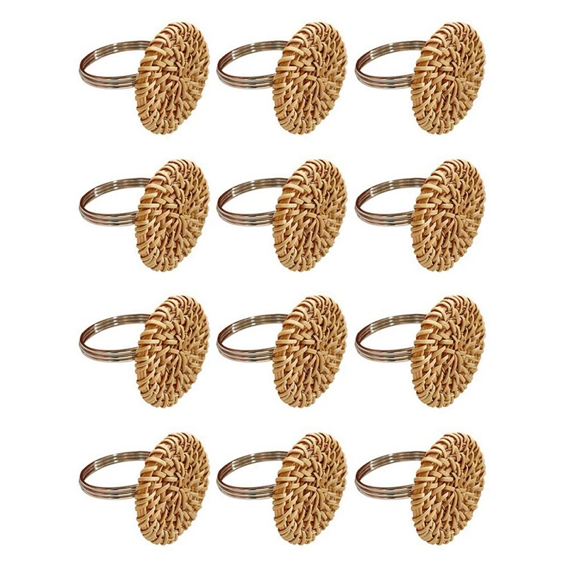 

New Fall Napkin Rings Set Of 12, Vintage Napkin Ring For Table Setting, Handmade Rattan Serviette Rings Holder For Wedding