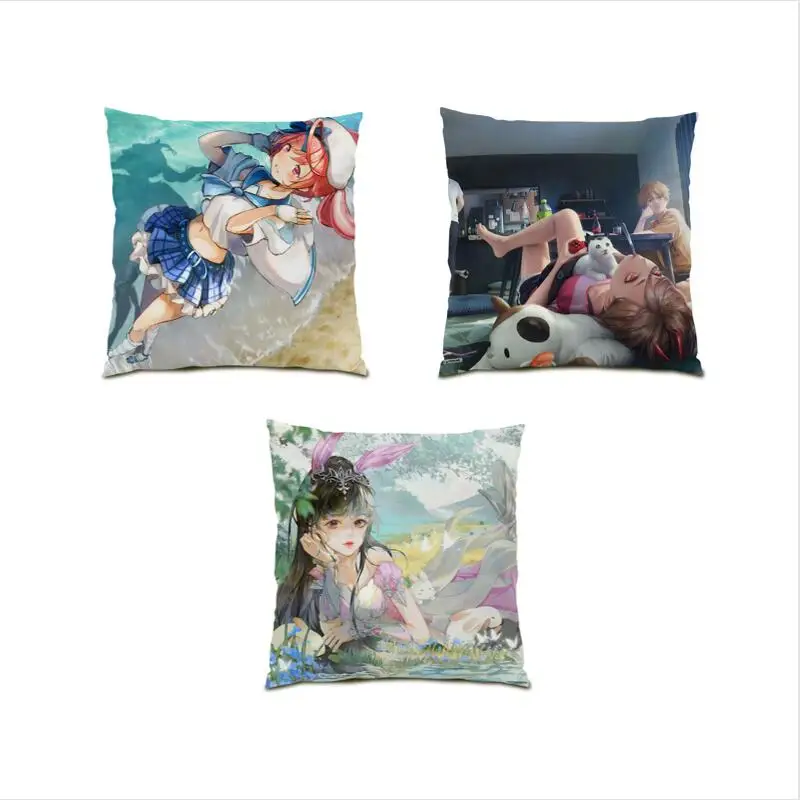 

Sigle Throw Pillow Covers Kawaii Decoration Square Living Room Decoration Polyester Linen Bed Cushion Cover 45x45 Portrait E0704
