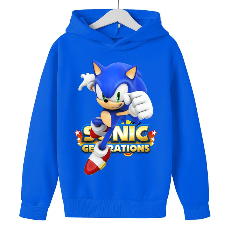 

New Fashion Super Sonic Cartoon Hoodies Spring Autumn Long Sleeve O-neck Sweatshirt Baby Boys Kids Casual Tops Girls Pullovers