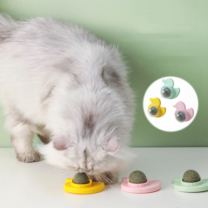 

Cat Mint Ball Wall Rotation Catnip Ball Cats Toys Freshen Breath Remove Hair Balls Licking Snacks Cats Accessories Pet Supplies