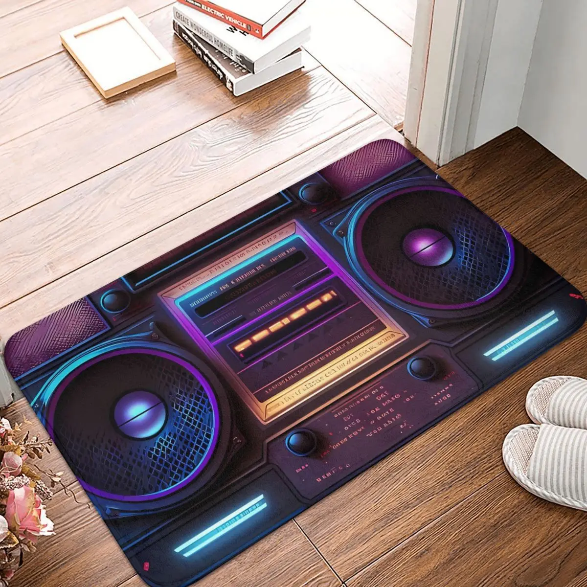 Retro Synthwave 2 80s Boombox Boom Box Music Non-slip Doormat Carpet Bath Bedroom Mat Welcome Home Decorative