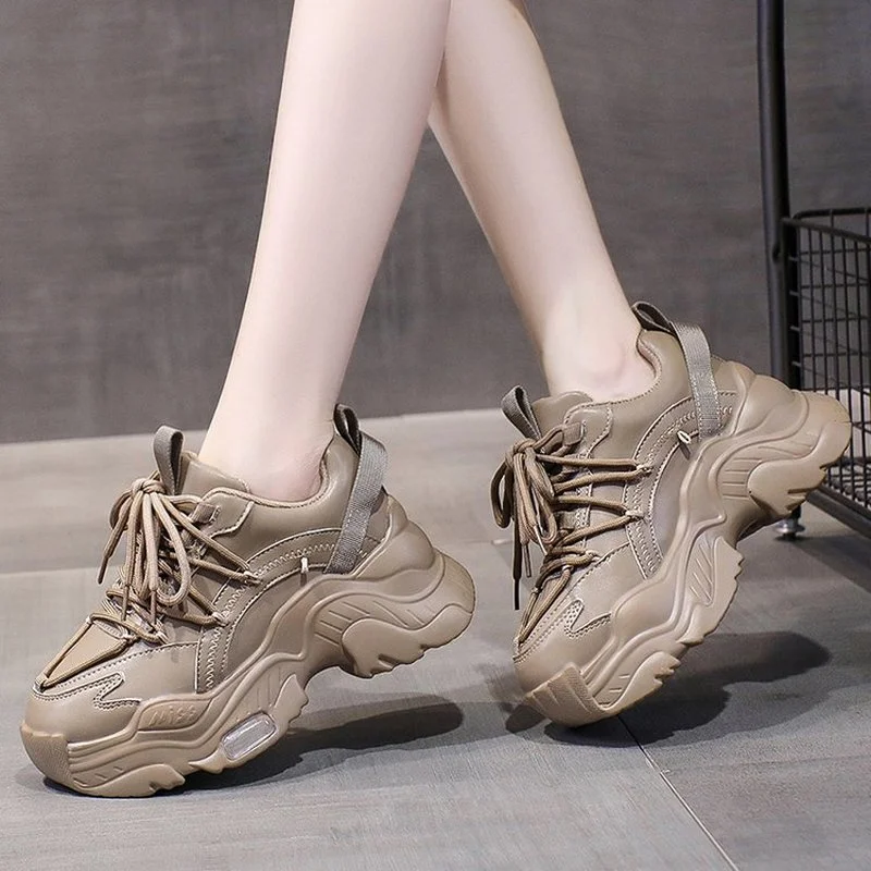 

Platform Women Shoes 2022 Designer Sneakers Fashion Outdoor Flats Causal Lace Up Shoes Female Breathable Ladies Footwear Size