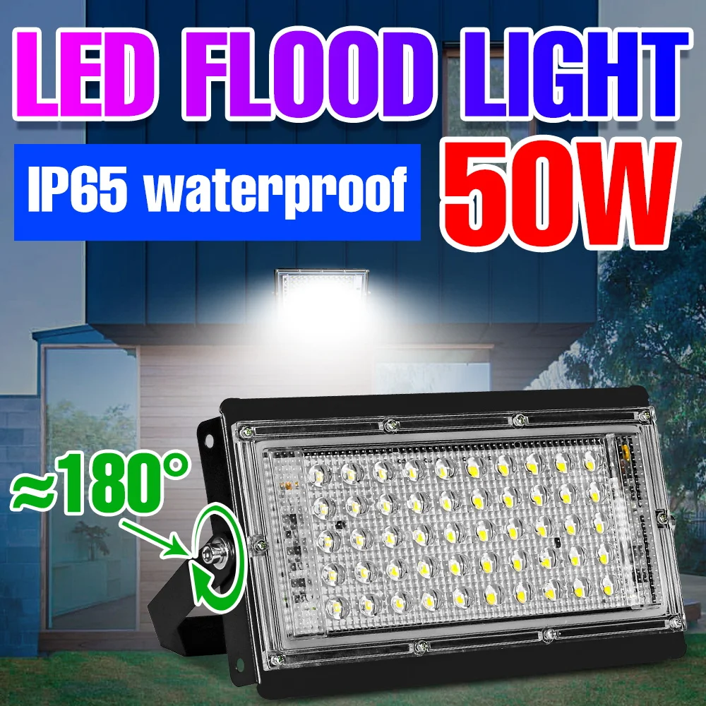 

50W LED Reflector Flood Light Outdoor Spotlights IP65 Waterproof Street Lamp 220V Led Exterior Wall Lamps For Garden Lighting