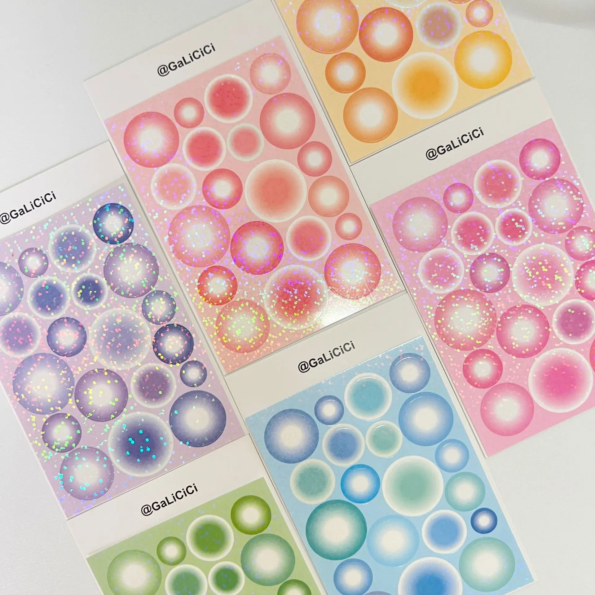 

Korean Cute Dream Bubble Laser Stickers Photo Frame Decoration Idol Card Scrapbooking Diary DIY Hand Account Stationery Stickers