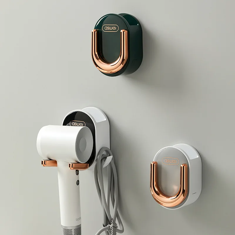 

No Drill Hair Dryer Holder Folding Wall Mount Self-adhesive Hand-free Hair Dryer Rack Stand for Dyson Bathroom Storage Organizer