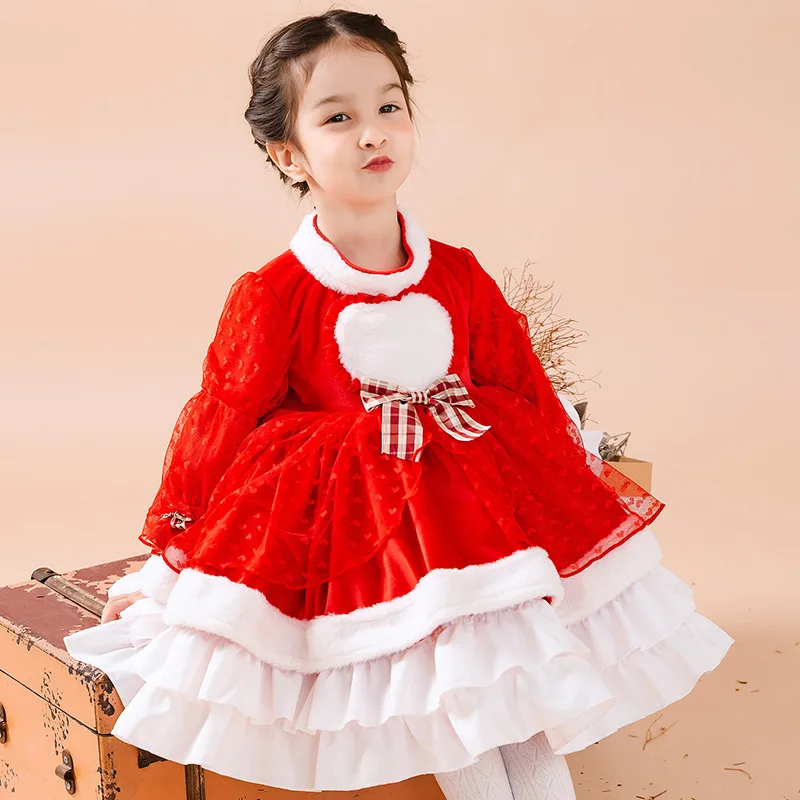 

Girls Clothes 2022 New Winter Flocking Princess Party Dresses Kids Dress Baby Lolita Dresses for Children Clothing 0-6Y