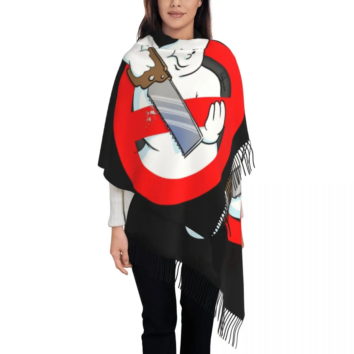 

Шарф унисекс с мультяшным принтом, теплый зимний, для мужчин и женщин, шаль для комедии, призраков, фильмов