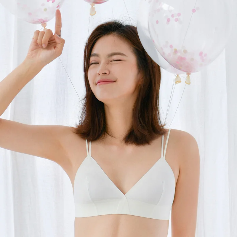 

Women's Seamless Deep V Bra Wireless Push-up Bra Thin Sling Cross Comfortable Sexy Underwear French Bra
