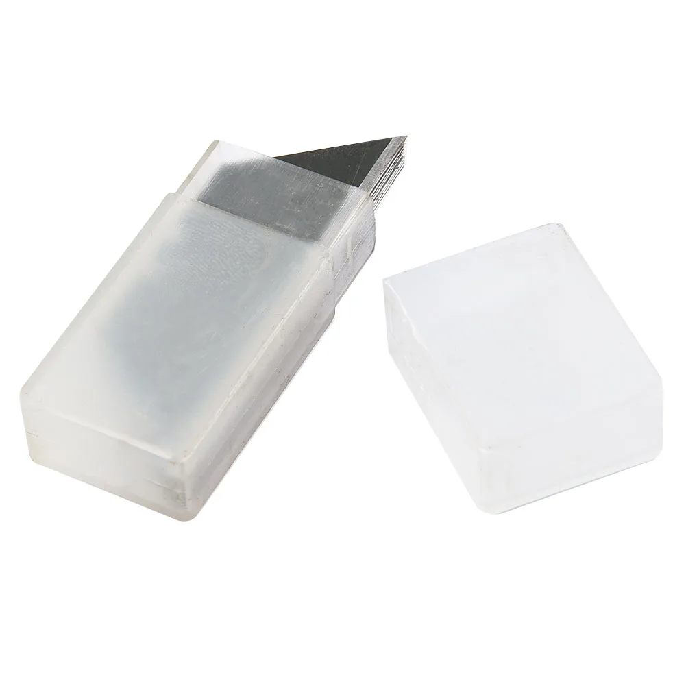 

10pcs 60*18mm Trapezoidal Blade 60# Carbon Steel Black/silver Replacement Blade Non-porous Two Groove Art Craft Cutter Accessory