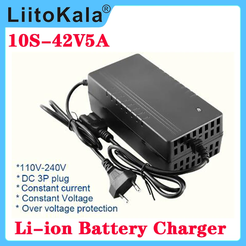 

LiitoKala 10S 36V5A charger 42V 5A 18650 Charger 100-240V Input Lithium Li-ion Charger For 36V Electric Bike wo-wheel Vehicle