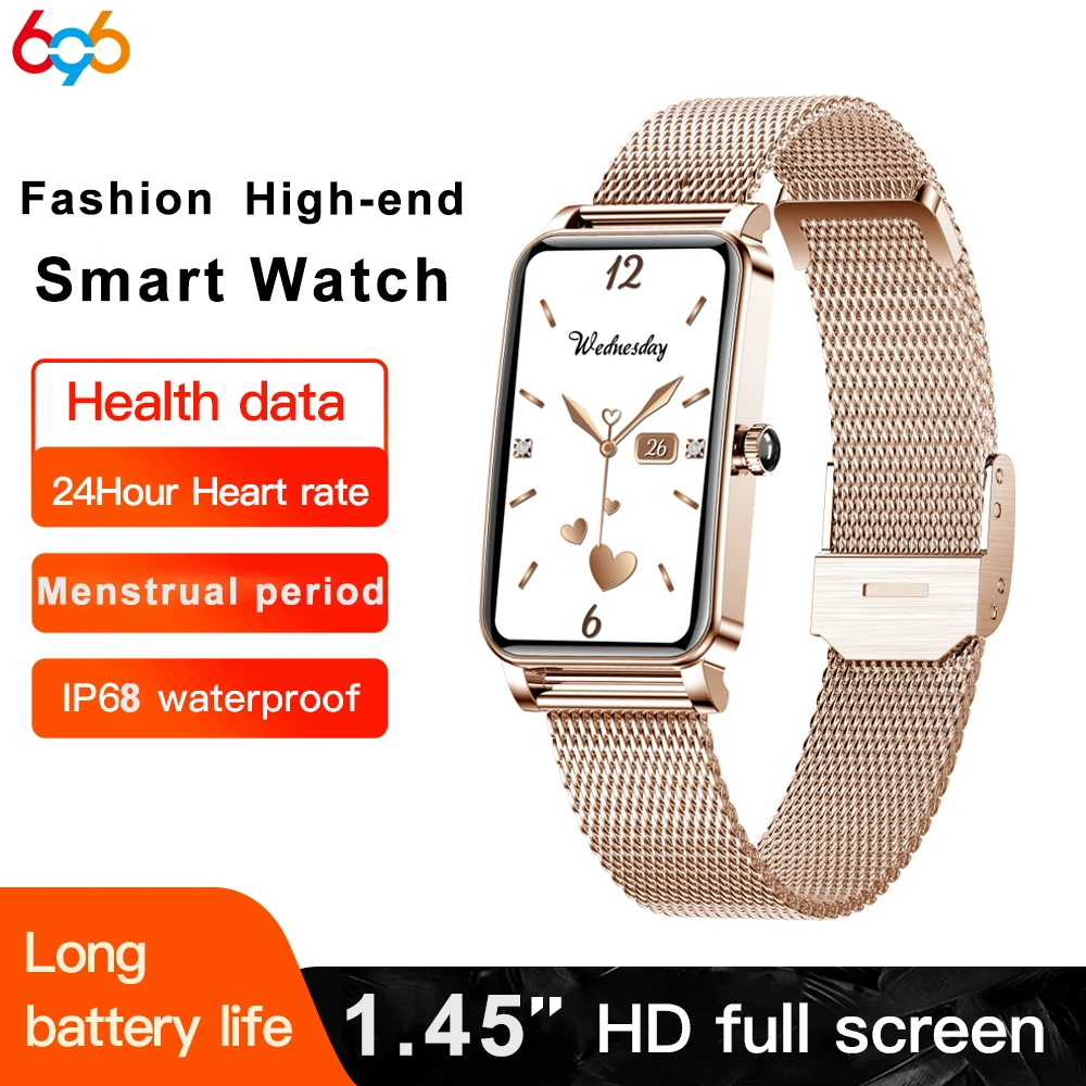 

2022 New Smart Watch Women Girl Fashion Smartwatch Heart Rate Bood Pressure Sports Fitness Tracker Wristband Waterproof Bracelet