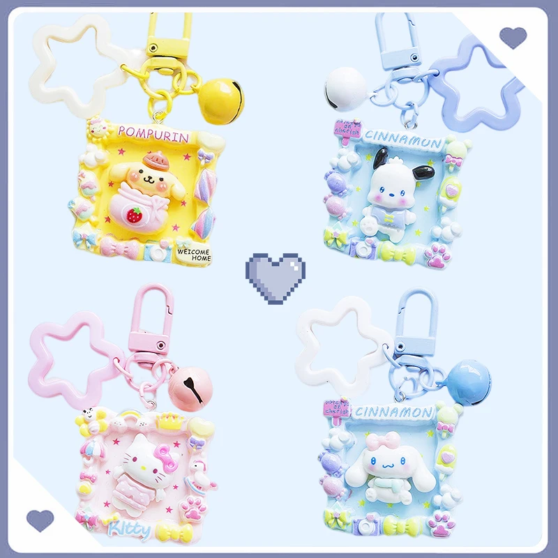 

Sanrioed Key Chain Kawaii Bags Pendants Photo Frame Delicate Cute Lovely Anime Cinnamoroll Hello Kitty My Melody Kids Girls Gift