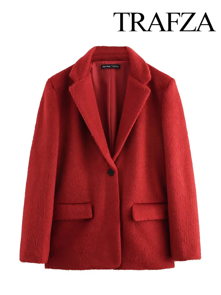 TRAFZA женские новые элегантные пальто однотонные отложные воротники с длинными