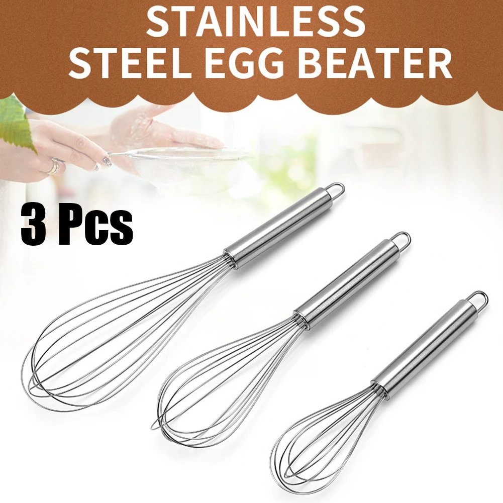 

Stainless Steel Egg Beater Baking Utensil Butter Stirrer Whisk Mixer Wire Whisk Cream Egg Mixer Handheld Manual
