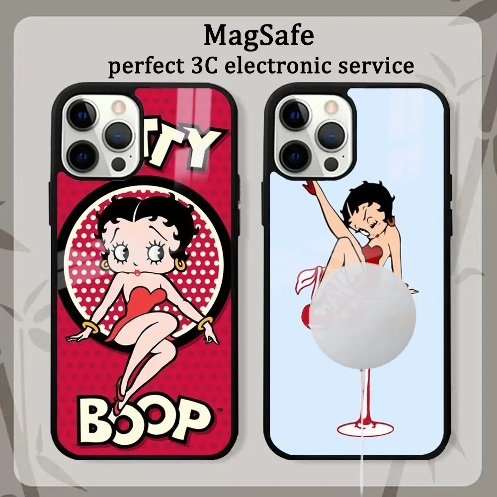 B-Betty-Y B-Boops-S Phone Case For iPhone 16 15 14 13 12 11 Pro Max Plus Mini Magsafe Mirror Wireless Magnetic Cover