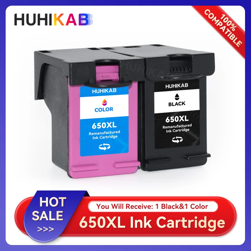 

HUHIKAB Ink Cartridge for HP650 650XL Replacement for HP Deskjet 1015 4510 4515 4516 4518 4640 4646 4648 2645 3515 4645 Printer