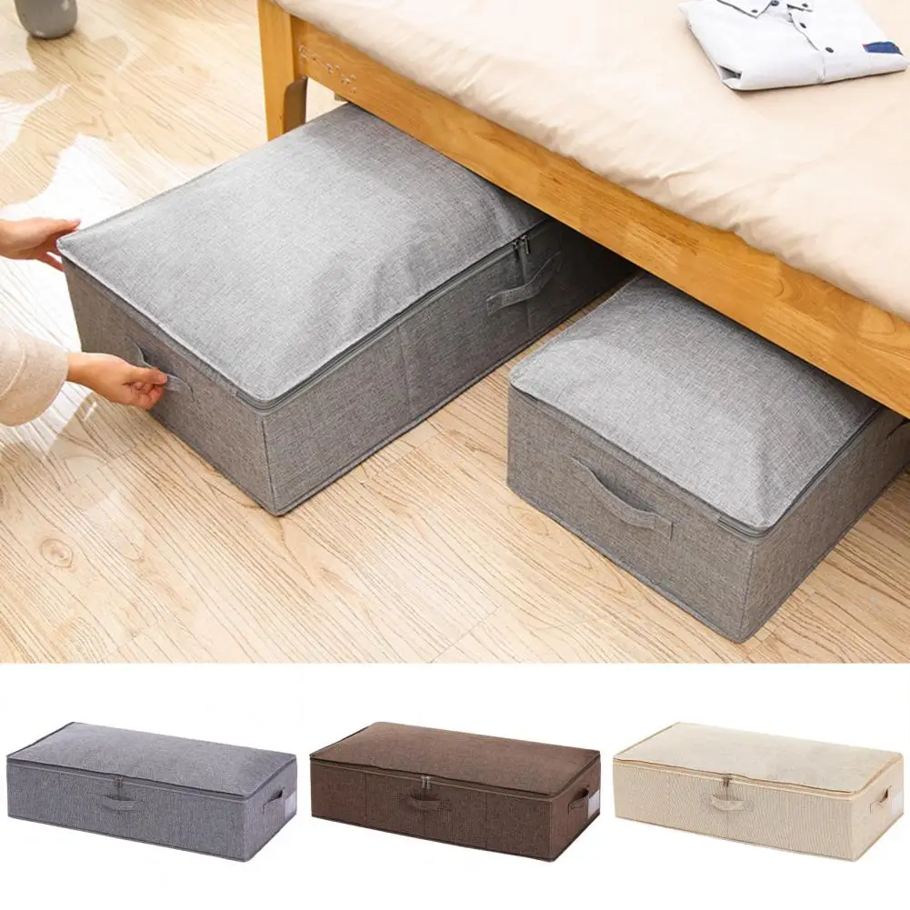 

Storage Box Moistureproof Solid Color under Bed Clothes Blanket Shoes Organizer Case Washable Clothes Storage Case Daily Use