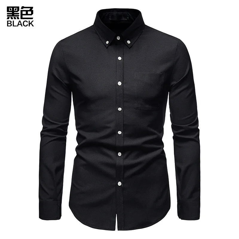 Men's Business Casual Shirts Slim Ethnic Style Contrast Color Shirts Business Suits Long-sleeved Button-up Shirts High Quality