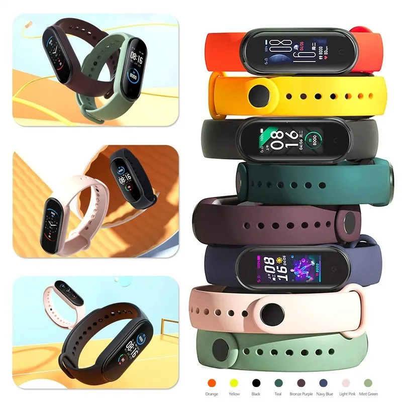 Sport Strap For Xiaomi Mi Band 7 6 Strap smart watch Wristband MiBand 6 NFC replacement Silicone correa mi band 5 4 3 Bracelet