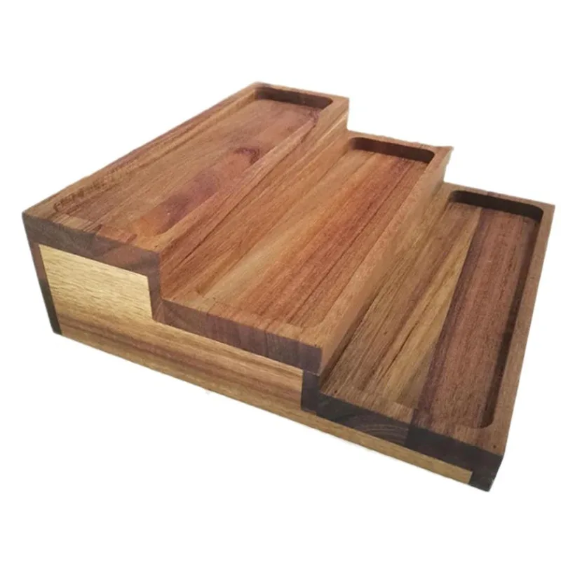 3-уровневая кухонная полка для специй из дерева акации органайзер держатель 12