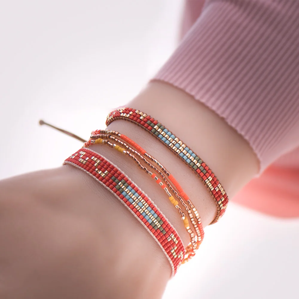 

2023 Miyuki Bracelet Set Woven Vintage Charm Jewelry Beaded Pulsera For Women Girls Red Summer Boho Beach Accessories Wholesale