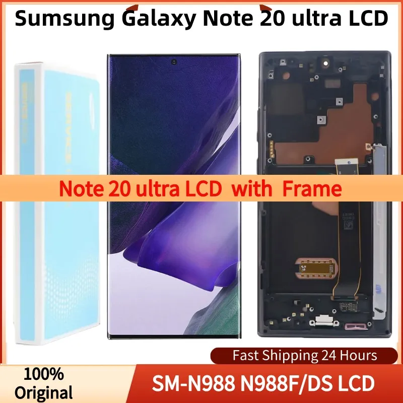 Оригинальный дисплей 6,9 дюйма AMOLED для Samsung Galaxy Note20 Ultra, ЖК-дисплей с рамкой, цифровой преобразователь сенсорного экрана в сборе с точками