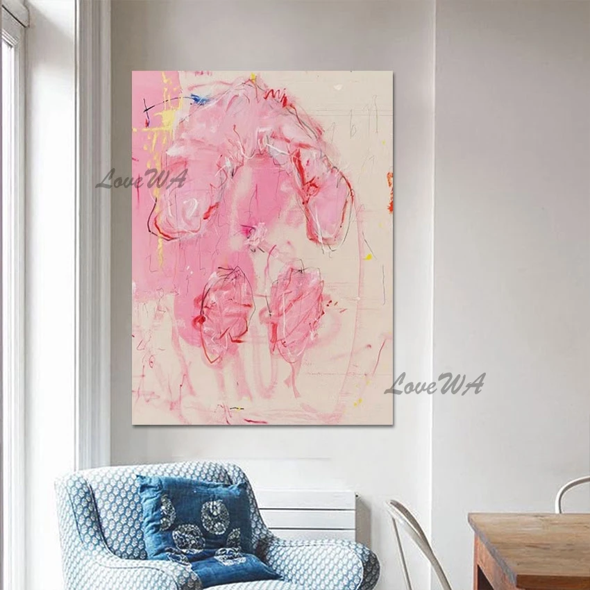 

Абстрактная Картина на холсте розового цвета, художественный дизайн, 3d картина маслом на холсте, настенные украшения без рамы для гостиной