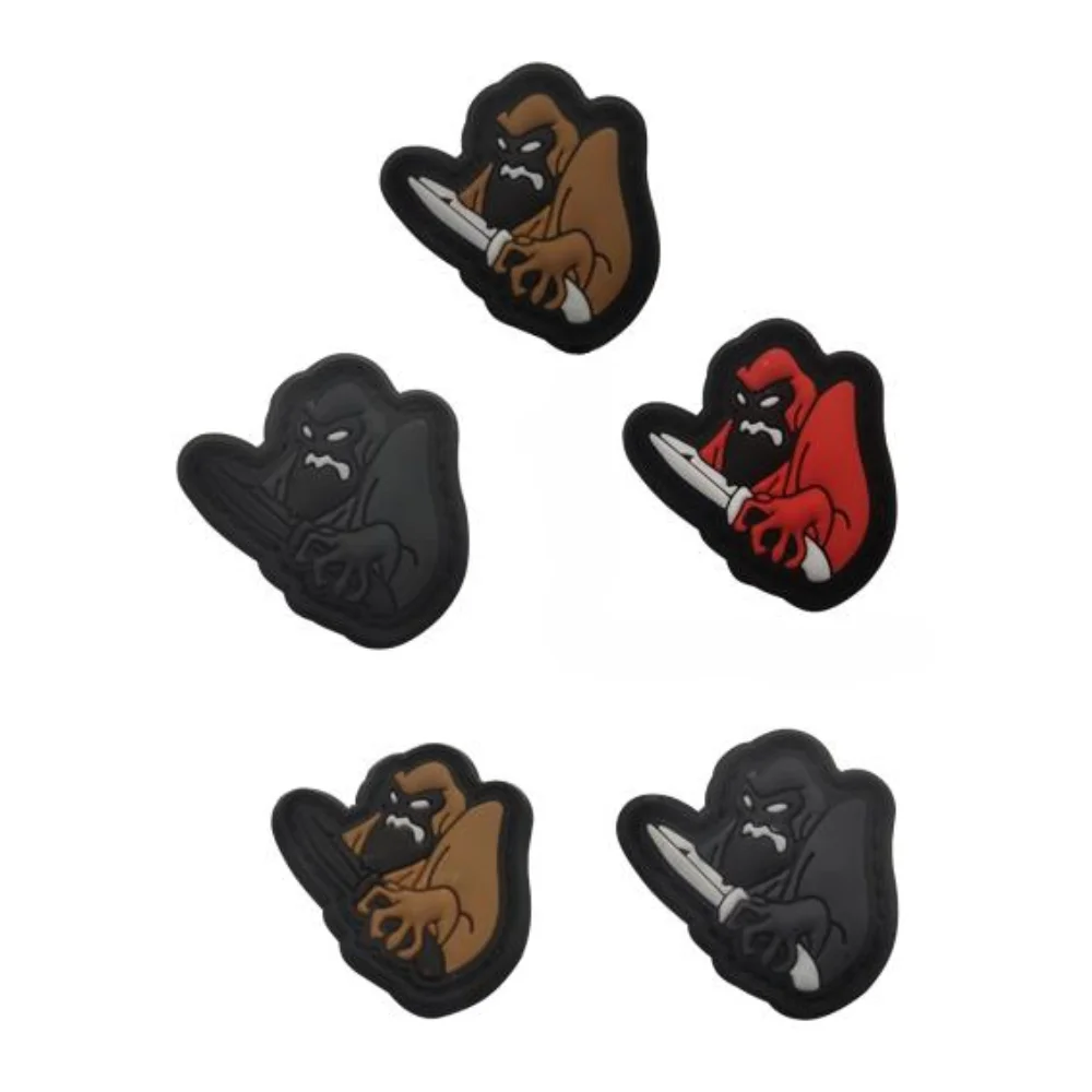 

Tactical Badge 3.5cm*3.5cm Mini Knife Holding Chimpanzee Cuff Patches for Clothing Hook&loop Soft Glue Outdoor Morale Badge