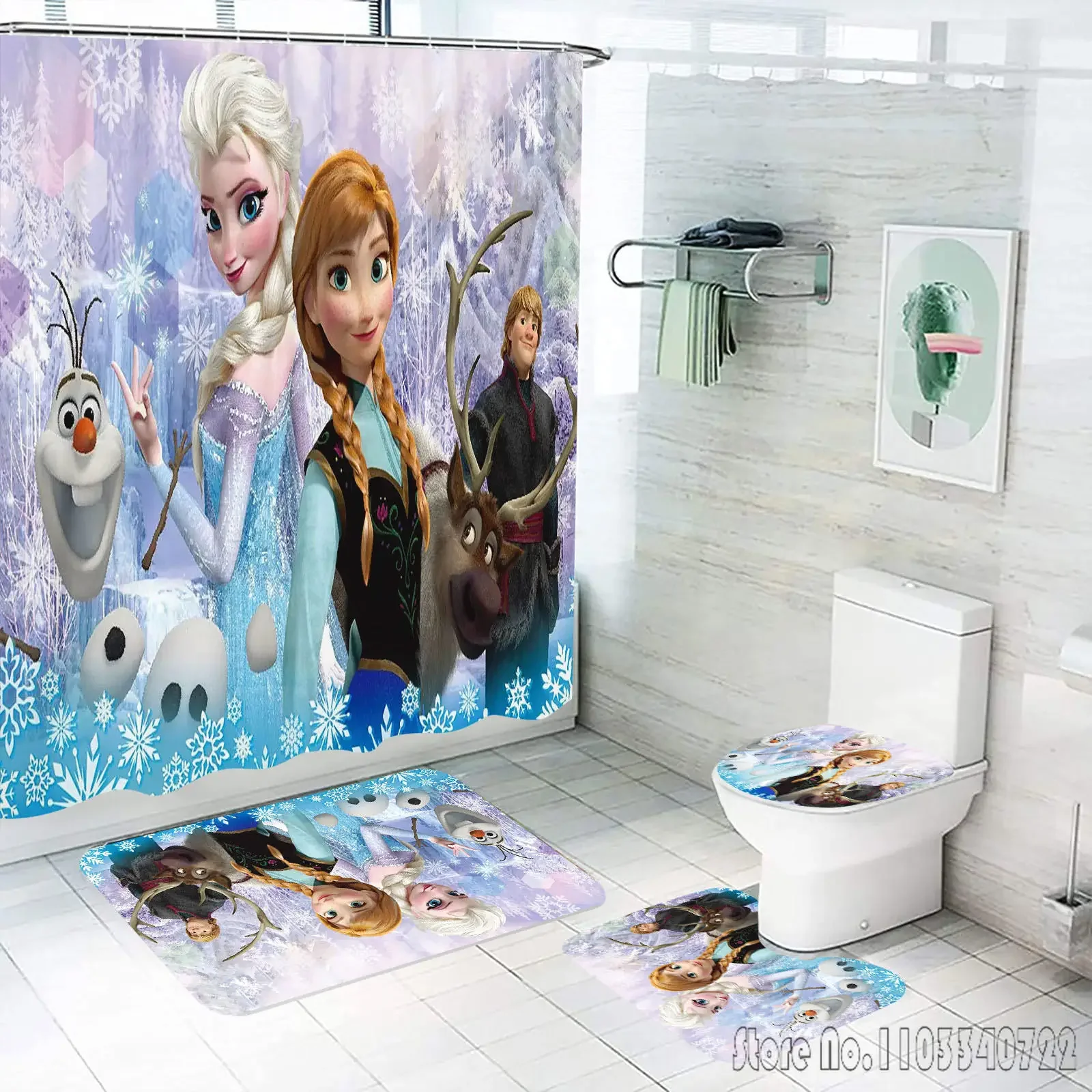 Disney Эльза Холодное сердце принцесса набор занавесок для душа 4 шт. с крючками