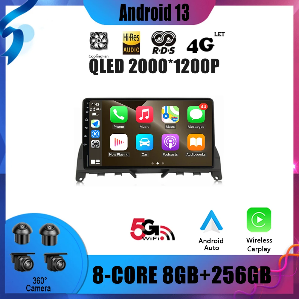 

Android 13 For Benz classe C W204 S204 (2007 - 2014) Car Radio Multimedia Video GPS Navigation No 2 Din DVD Player